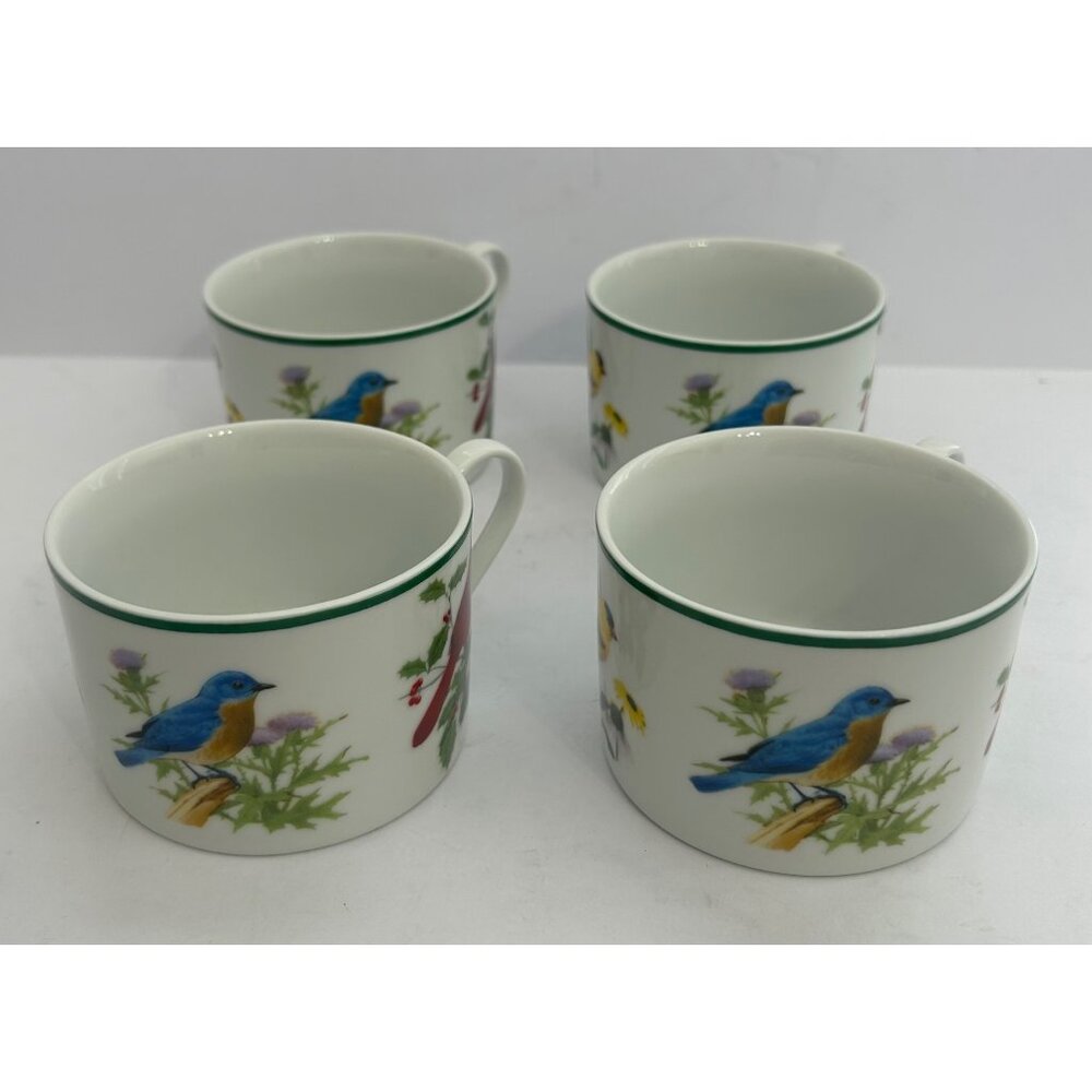 4 Songbirds Coffee Tea Cups Porcelain Cardinal Bluebird Goldfinch Chickadee VTG - Picture 4 of 12